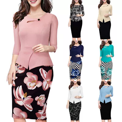$14.99 • Buy Womens Print Business Bodycon Dress Formal Work Office OL Mini Pencil Dresses US