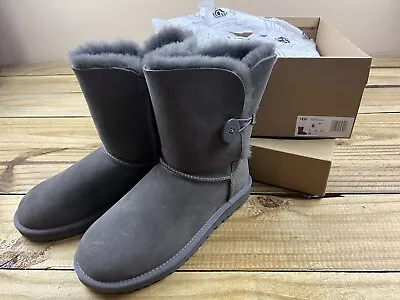 NWB Women's UGG Bailey Button II Boot Grey Sz 8 Sheepskin Suede • $114.99