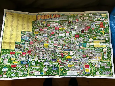 Vintage 2000 Midland Michigan Map With Pictures Of Businesses In City • $3.95