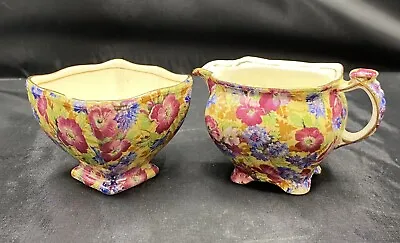 Royal Winton Grimwades Open Sugar Creamer Chintz Royalty Floral England *SEE* • $15.99