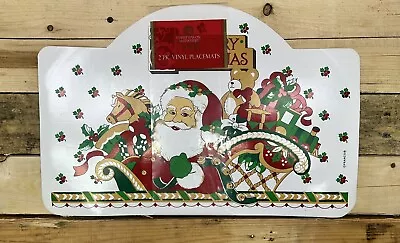 Christmas On Main Street Sleigh Placemats Vintage Vinyl Foam 2 Pack NWT • $15