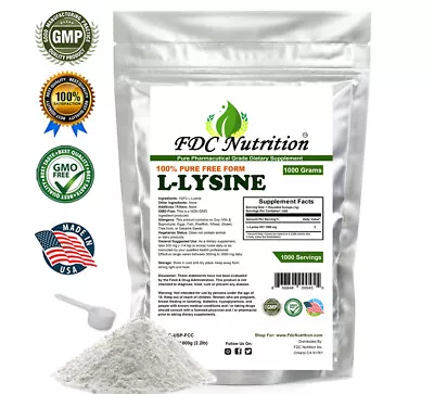 1000g (2.2 Lb)  L-LYSINE HCL PURE POWDER US PHARMACEUTICAL GRADE KOSHER • $17.99