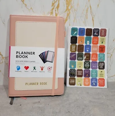 Planner Book Non Dated Weekly Planner Pink Color With Inspirational Stickers  • $10.80