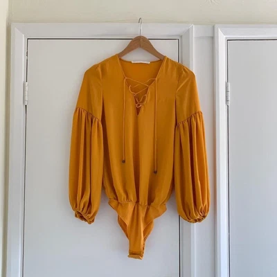 £4 • Buy Zara Trafaluc Mustard Body Top Long Sleeve Size XS