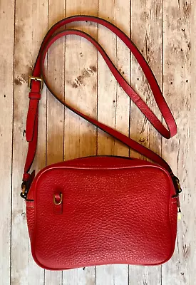 J Crew Pebbled Leather Signet Camera  Crossbody Bag Purse Red • $35