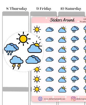 Weather Icon Sticker Planner Stickers For Planner Calendar And Journal • £2.17