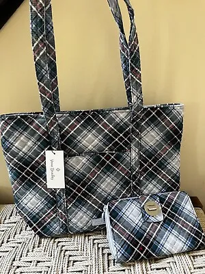 Vera Bradley Snowy Plaid Small Tote Bag & Turnlock Wallet Holiday Set NWT • $83.66