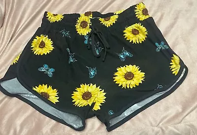 Rue 21 Shorts L Black With Sunflowers And Butterflies • $23