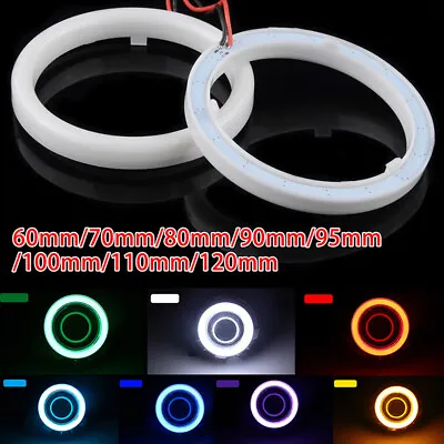 60mm/70mm/80mm/90mm/100mm/110mm Car COB LED Angel Eyes Halo Ring Fog Light Lamps • $16.99