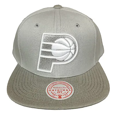 Mitchell & Ness Indiana Pacers NBA Snapback Cap 2 Tone Gray 3D Logo Wool Hat NWT • $29.99