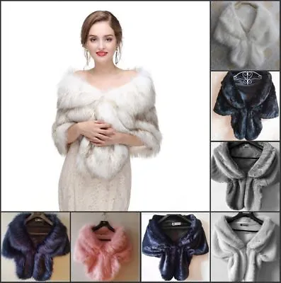 £16.55 • Buy Women Cape Faux Fur Shawl Stole Wrap Shrug Scarf  Party Warm Coat Wedding UK6-10
