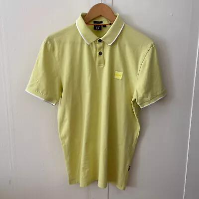 Hugo Boss Stretch Cotton Slim Fit Polo Shirt Logo Patch SZ L Pit To Pit 20 Golf • $39.88