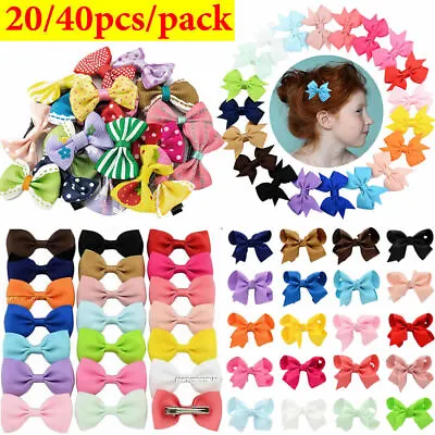 20-40X Kids Girls Baby Toddler Mini Bow Hair Clips Hairpin Alligator Clip Bows • £5.49