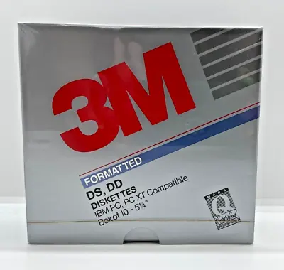 3M 10 Pack 5 1/4  DS DD Formatted IBM Diskettes New/Sealed • $19.99