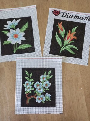 £2.50 • Buy 3 X Tapestry Canvas  -  Flowers  -  12.5 X 14 Cm -  Pictures
