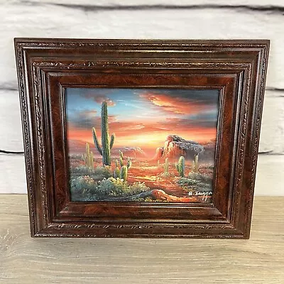 Bernard Duggan Signed Oil Painting On Canvas Arizona Desert Sunset VTG 10x8  • $80