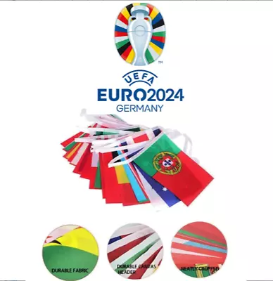 European Football Championship EURO 2024 Fabric Flags Bunting All 24 Nations • £4.96