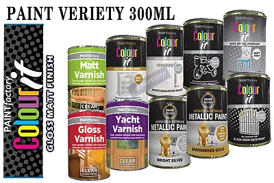 Tin Paint Matt Gloss Metallic Metal Wood Plastic Indoor Outdoor Fast Dry 300ml B • £6.98