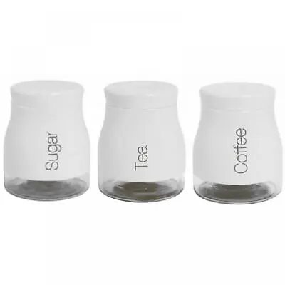 Set Of 3 Kitchen Storage Canisters Tea Coffee Sugar Jars Pots Containers Caddy • £14.99