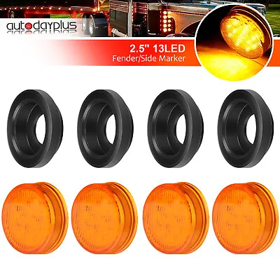 4x 2.5 Inch Round 13 Led Side Marker Clearance Truck Trailer Light Amber • $20.54