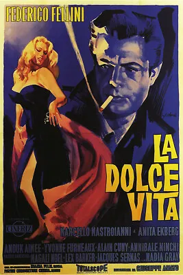 La Dolce Vita Vintage Federico Fellini Movie Poster • $9.99
