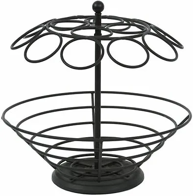 360˚Rotation Steel Storage Basket Coffee Cup Carousel One Size Black  • $19.89