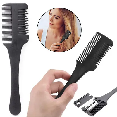 Hair DIY Double Sides Razor Trimmer With Blades Hair Cutting Thinning Razor Comb • £6.75