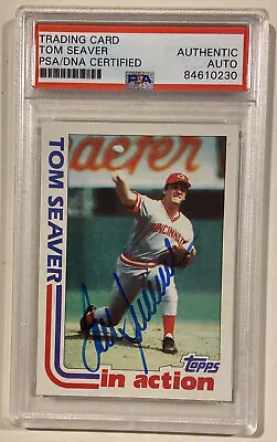 $288 • Buy 1982 Topps TOM SEAVER In Action Signed Autographed Baseball Card #31 PSA/DNA