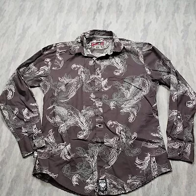 Rock 47 Shirt Mens Large Brown Pearl Snap Western Wear Cowboy • $17.99