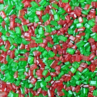 EDIBLE SPARKLING SUGAR CRYSTALS CAKE SPRINKLES XMAS RED & GREEN By Nice Buns • £3.95