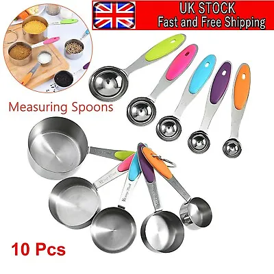 £9.97 • Buy Measuring Cups Spoons Set Stainless Steel Kitchen Tool Baking Kit Teaspoon 10pc