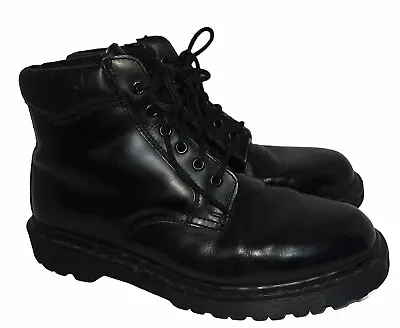 Dr Martens Boots Size 9 All Black Leather Padded Cuff 8500 Rare • $125
