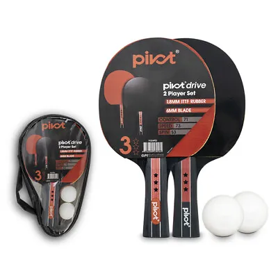 $29.95 • Buy Pivot Drive 3 Star 2 Player Table Tennis/Pin Pong Set W/2 Racquet Bats/2 Balls 