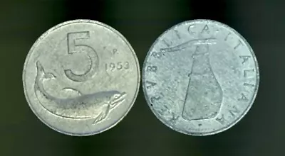 Italy 🇮🇹 5 Lire 1953 • $0.65