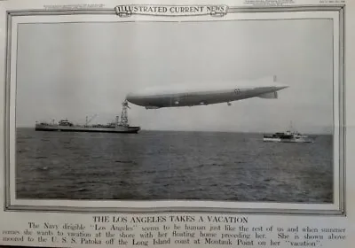 July 1931 Illus News Poster Airship USS Los Angeles Takes Vacation USS Patoka • $22.40