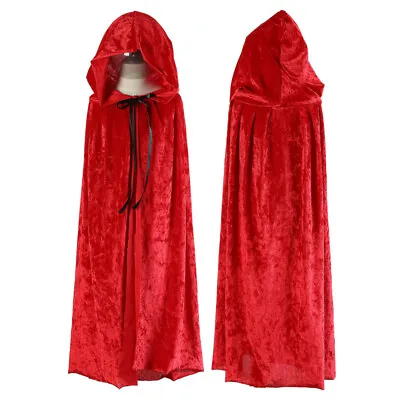 Kids Girls Boys Adult Witch Wizard Cosplay Cloak Costume Medieval Hooded Cape • £11.96