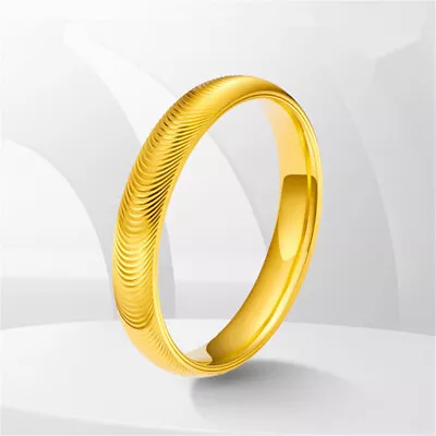 Pure 999 24K Yellow Gold Band Men Women Lucky Wave Ring 1.2-1.4g Us Size:4-10 • $217.55