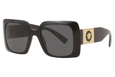 Versace VE 4405 GB1/87 Black Plastic Rectangle Sunglasses Grey Lens • $129.99