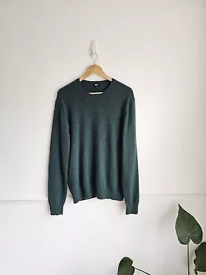 Men's Sweater Uniqlo 100% Pure Cashmere Jumper Knit Size L 12 Green • £38.90