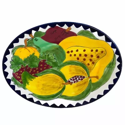 Talavera Pottery Mexico Oval Serving Plate Platter Lead Free Fruit 11 3/4x8 3/4” • $29.98