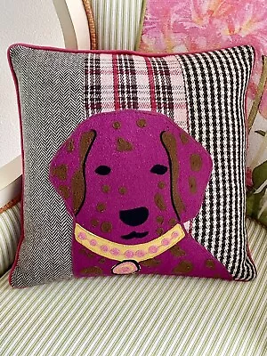 Karma Living Embroidered Dog Throw Pillow Multicolored W/Mixed Patterns 18x18 • $48