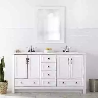 Candlesby 60  W X 19  D X 33  H Double Top Sink Freestanding Bath Vanity White • $1420.09