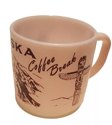 Vtg Federal Glass Pink Alaska Souvenir Mug 1960s Pink On Milk Glass Coffee Break • $34.99