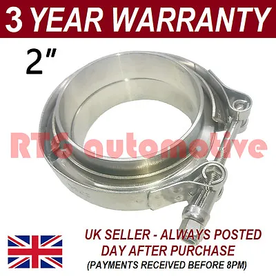 V-BAND CLAMP + FLANGES COMPLETE STAINLESS STEEL EXHAUST TURBO HOSE 2  51mm • £14.99