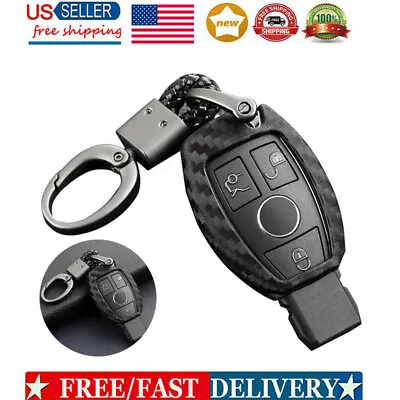 Carbon Fiber Smart Car Key Case Cover Holder Accessories 1Set For Mercedes-Benz • $14.99