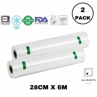 £7.99 • Buy Vacuum Sealer Rolls 28cm X 6m (2pack) -  Sous Vide - Food Sealer Storage Rolls