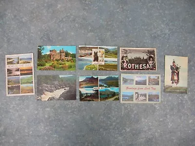 8 Old Scottish (Scotland) Postcards – Rothesay Threave Ullapool Loch Tay Etc. • £5.99