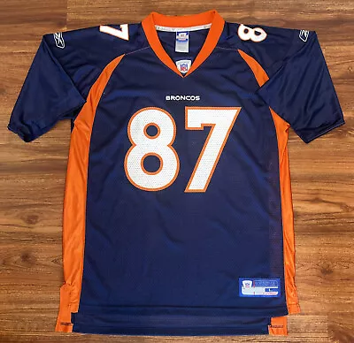 Reebok Ed McCaffrey #87 Denver Broncos NFL Jersey Navy Blue Mens L Vintage • $49.99