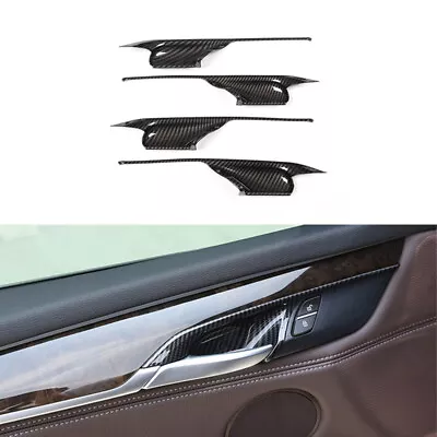 ABS Carbon Fiber Interior Door Handle Bowl Cover For BMW X5 F15 X6 F16 2014-18 • $28.98