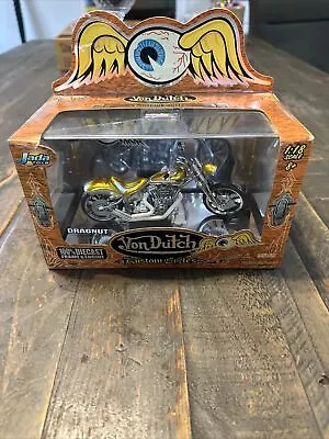 Von Dutch Kustom Cycles Jada Toys Dragnut 1:18 Scale Die-cast Gold Nib New 2004 • $10